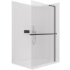 CERANO - Sprchová zástena Walk-in Onyx L-pravá vzpera - 8 mm + polička / držiak na uteráky - čierna matná, ryhované sklo - 120x200 cm