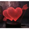 Beling 3D lampa, Prepichnuté srdcia, 7 farebná S368