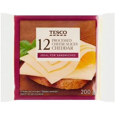 Tesco Tavený plátkový syr so syrom Cheddar 12 x 16,67 g