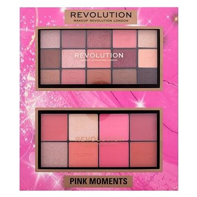 Makeup Revolution London Pink Moments Face & Eye Gift Set : paletka tvářenek a rozjasňovačů Blush Palette 16 g Lover + paletka očních stínů Reloaded Eyeshadows Palette 16,5 g Romance