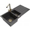 MEXEN/S MEXEN/S - Andres granitový drez s odkvapkávačom vrátane batérie Duero, čierna nakrápiany 6515-76-671600-50