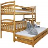 Wilsondo Poschodová posteľ s prístelkou Petra 1 90x200 - dub