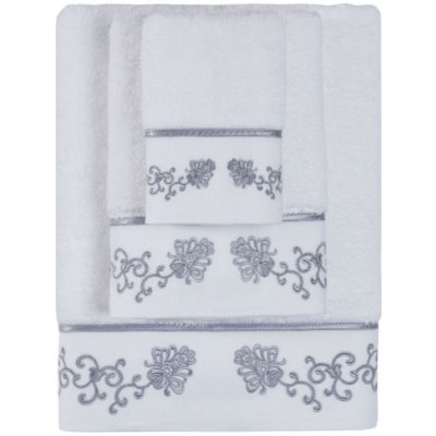 Soft Cotton Malý uterák DIARA 30x50 cm. Malý froté uterák DIARA 30x50 cm z bavlny je zárukou najvyššej kvality. Vlákna majú vyššiu absorpciu a udržujú farebnú stálosť. Biela / šedá výšivka
