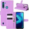 Peňaženkové kožené puzdro na Motorola Moto G8 Power Lite - Fialový