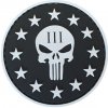 WARAGOD Nášivka 3D Round Shape of Three Percenter Punisher čierna 6cm