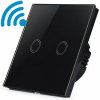 Lumenix Sklenený LED dotykový WIFI dvojitý spínač č.5 čierny