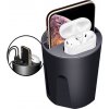 Luxria Car Cup Charger - Nabíjacia stanica do auta pre tri zariadenia a AirPods 15W, 2x USB 2A, 12-24V/5A