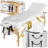 Tectake 400184 skladacie masážne lehátko drevené 3 zóny 10 cm polstrovaním biela
