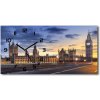 Vodorovné Sklenené hodiny na stenu tiché Big Ben Londýn 60x30 cm