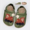 Detské barefoot papuče Vláčik kožené do škôlky zelený semiš 20/21