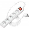 AlzaPower predlžovací prívod 230 V 5 zásuviek vypínač 1,5 m biely APW-LV-A15E1W
