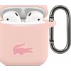 Lacoste Liquid Silicone lesklé púzdro s logom pre AirPods 1/2 ružové (LCA2SI)