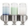 Dávkovač mydla, šampónu a kondicionéru Simplehuman na stenu, nerez - 3x 444ml