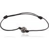 Šperky eshop - Čierny šnúrkový náramok s oceľovosivou Shamballa guličkou Q17.13