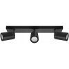 Nástenné a stropné LED svietidlo čierne GU10 IP44 3x20W, TENOR 04073, STRUHM