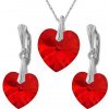 Nádherný set Swarovski elements srdce červený Light SIAM 14mm