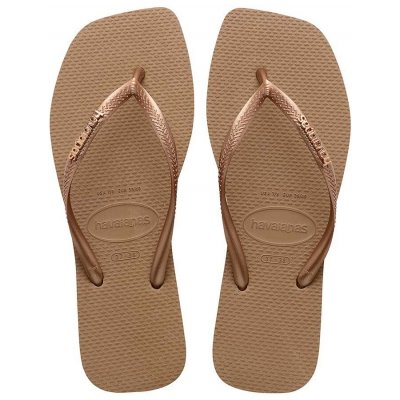 Havaianas SQUARE LOGO METALLIC dámske šlapky zlatá na plochom podpätku 4148257.5282