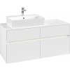 VILLEROY & BOCH Collaro závesná skrinka pod umývadlo na dosku (umývadlo vľavo), 4 zásuvky, s LED osvetlením, 1200 x 500 x 548 mm, White Matt, C129B0MS