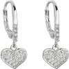 Evolution Group strieborné náušnice visiace so zirkónom biele srdce 11301.1