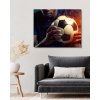 ZUTY Obrazy na stenu - Futbalová lopta v rukách Rámovanie: bez rámu a bez vypnutia plátna, Rozmer: 80x100 cm
