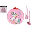 Teddies Kabelka/Peňaženka jednorožec detská so šnúrkou látka 14cm