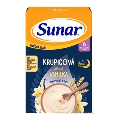 Sunar mliečna KAŠA KRUPICOVÁ Na dobrú noc príchuť vanilka (od ukonč. 6. mesiaca) 1x210 g