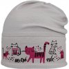 RDX Bavlnená dlhá čiapka s fleecovou podšívkou sv.šedá mačičky