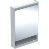 Geberit ONE Zrkadlová skrinka s LED osvetlením, 60x90x15 cm, pánty vpravo, s nikou, hliník 505.831.00.1