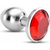 Análny šperk Crushious Bijou malý červený, kovový análny kolík 7 x 2,7 cm