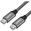 PremiumCord ku31cw1 USB-C M/M, 100W 20V/5A 480Mbps bavlněný oplet, 1m