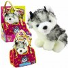 LeanToys Plyšový maskot Husky v sáčku, bílý a šedý