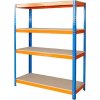 Regál Racks RAT60 HD, kovový, 4 police, 1800x1800x600 mm, max. 600 kg/polica