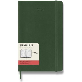 Moleskine A5 denný 2024 tmavo zelený