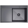 Oceľový jednodrez s ľavým odkvapkávačom 78x49 cm grafitový Melanstar