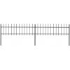 vidaXL Záhradný plot so špicatými vrchmi čierny oceľový 3,4x0,6 m