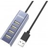 iKAKU Kaku HUB adaptér KSC-383 Yilian USB na 4x usb - Sivá