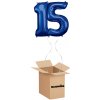 HeliumKing Balónový box - Narodeninové číslo 15 modré 86 cm