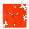 SENTOP Moderné nástenné hodiny Motýle, Farba:oranžová,biela, Rozmer: 30x30 cm DOROTA 2851 FL-z29-RAL2004-9010 HEU- analógové
