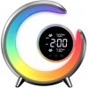 IMMAX LED noční lampička PEACOCK s hodinami/ RGB světlo/ 20W/ 400lm/ 5V/2,1A/ USB port/ stříbrná (08985L)