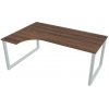 Pracovný stôl UNI O, ergo, pravý, 180x75,5x120 cm, orech/sivá