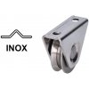Nerezové koliesko koľajovej brány na skrutkovanie s konzolou tvar V 58 (KLB-KK-V060-INOX)