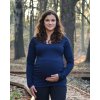 Tehotenské tričko Johanka, dlhý rukáv, tmavomodré M/L
