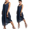 Fashionweek Dámske bavlnené letné šaty BOHO ITALY A607 Farba: námornícka modrá, Veľkosť: Universal