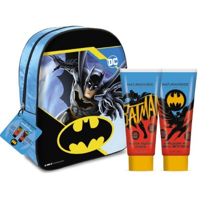 DC Comics Batman čistiaci šampón pre deti 100 ml + sprchový gél pre deti 100 ml + detský batoh 1 ks