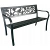 Záhradná lavička GardenLine s operadlom, kovová čierna, 125 cm x 53 cm
