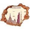 Nálepka 3D diera betón Moskva budovy 90x70 cm