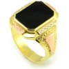 MYRO Zlatý pánsky pečatný prsteň s čiernym onyxom