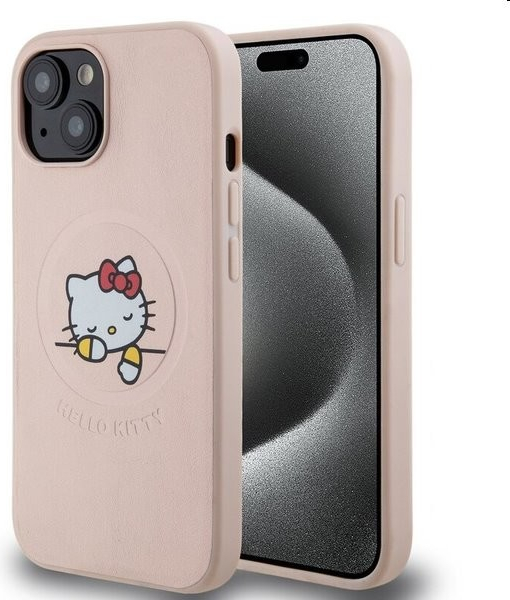 Hello Kitty PU Kitty Asleep Logo MagSafe Apple iPhone 15, ružové