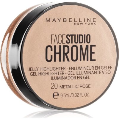 Maybelline Face Studio Chrome Jelly Highlighter gélový rozjasňovač odtieň 20 Metallic Rose 9.5 ml