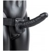 RealRock Hollow Strap-On 9″ čierne unisex strap-on postroj s dildom 25 x 5 cm